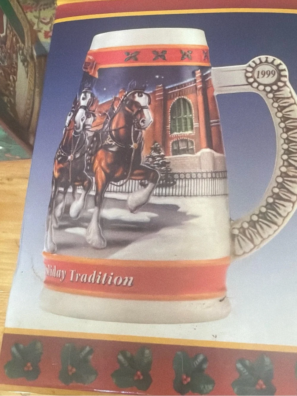 1999 Budweiser Holiday Stein 20th Anniversary - Horses Design